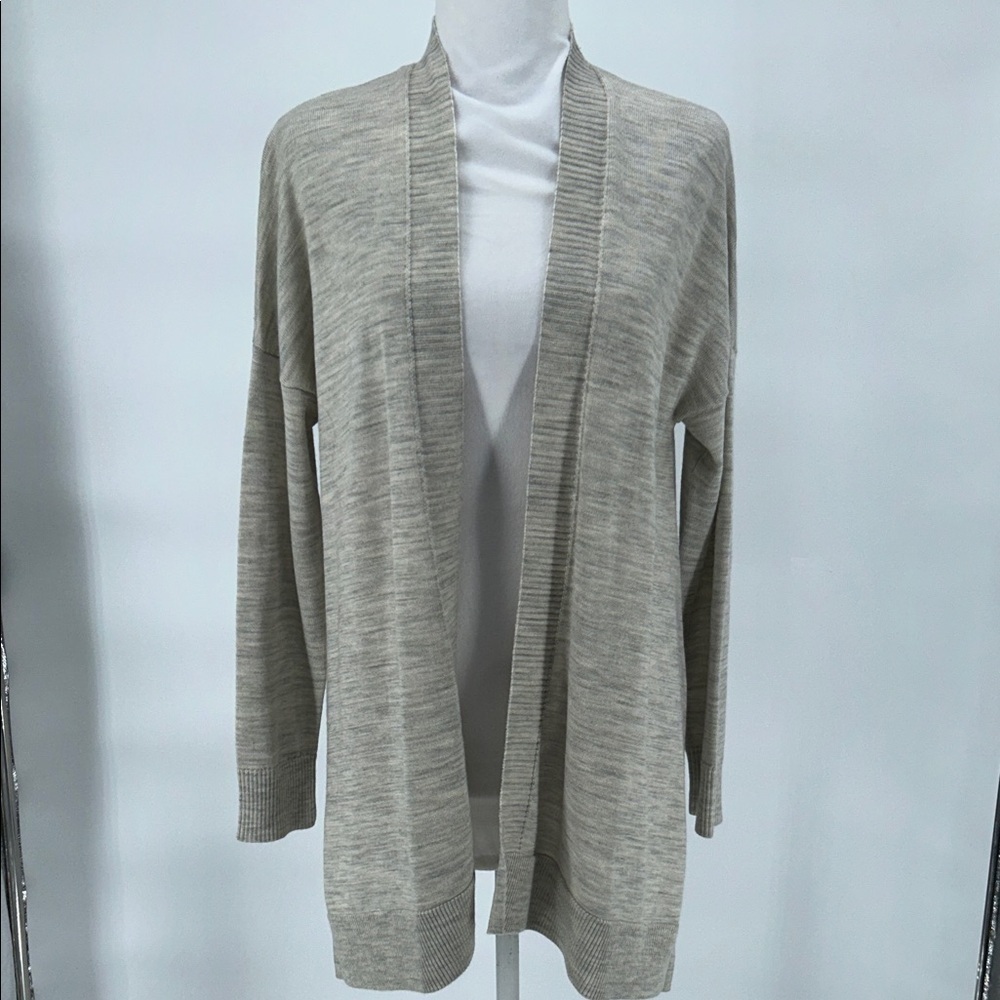 LOFT XS Oatmeal Open Front Cardigan Lightweight Wool Blend Neutral